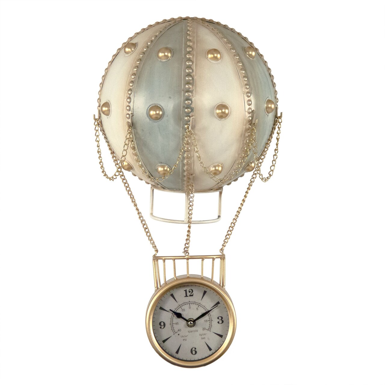 Zentique 20" Teal Blue and Gold Contemporary Air Balloon Wall Clock
